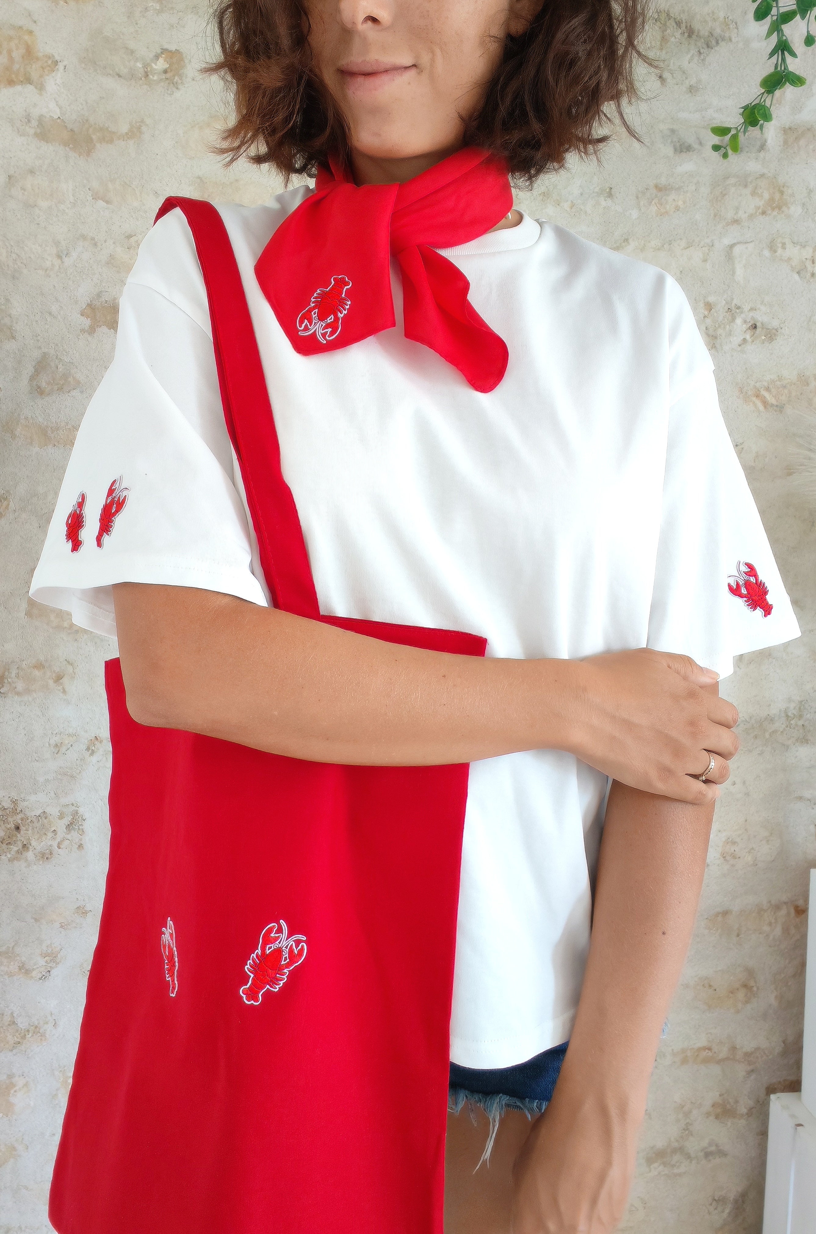 Ensemble T-shirt, sac, foulard HOMARD