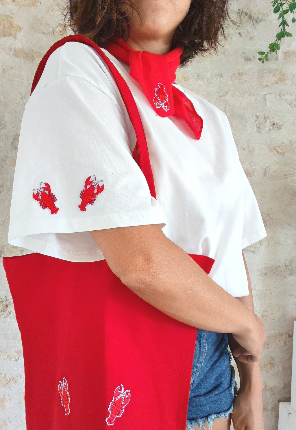 Ensemble T-shirt, sac, foulard HOMARD