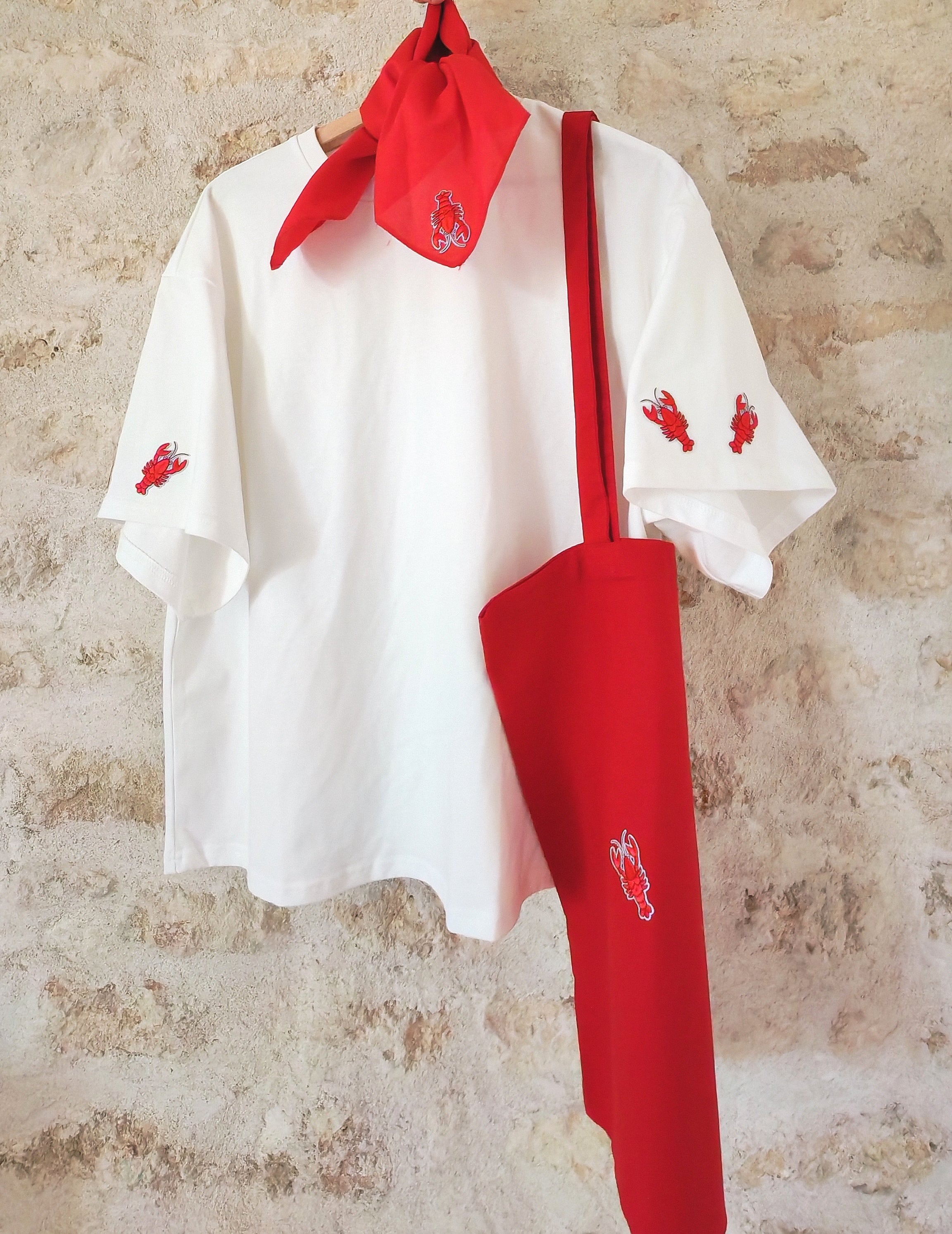 Ensemble T-shirt, sac, foulard HOMARD