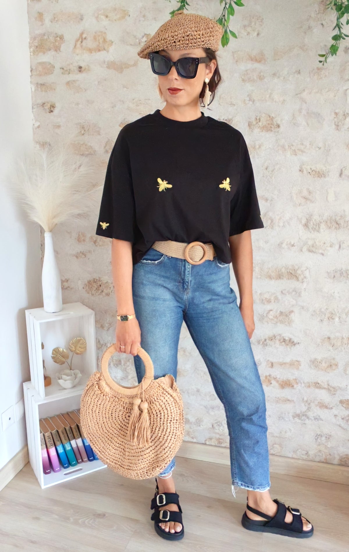 T-shirt mi-long abeille porté – style féminin et décalé BFunny