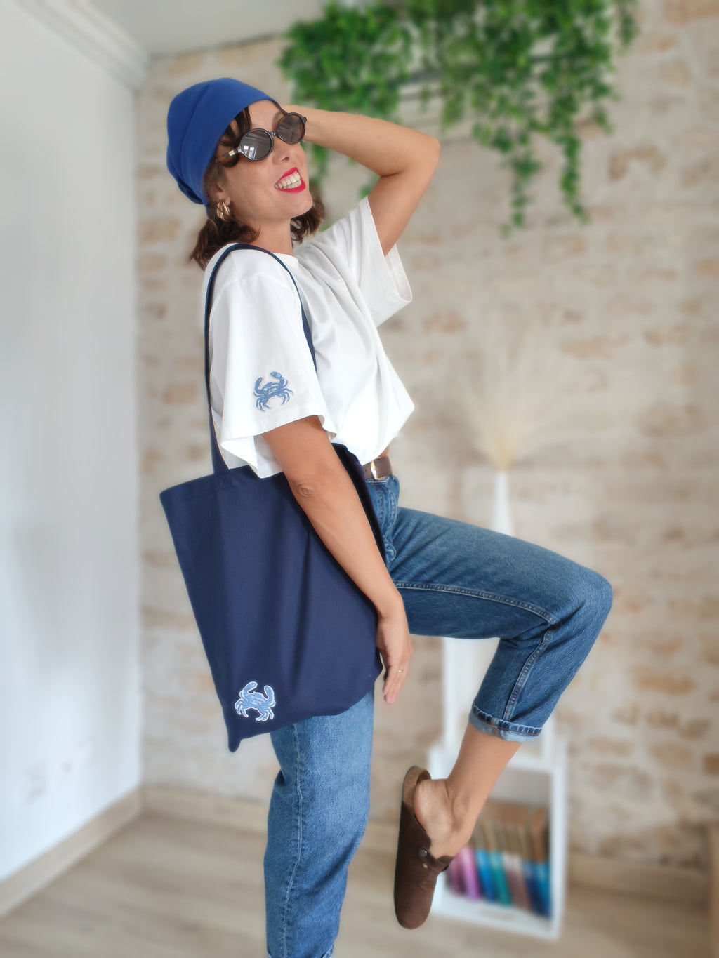 Ensemble t-shirt, sac et foulard avec écussons crabe brodés – BFunny