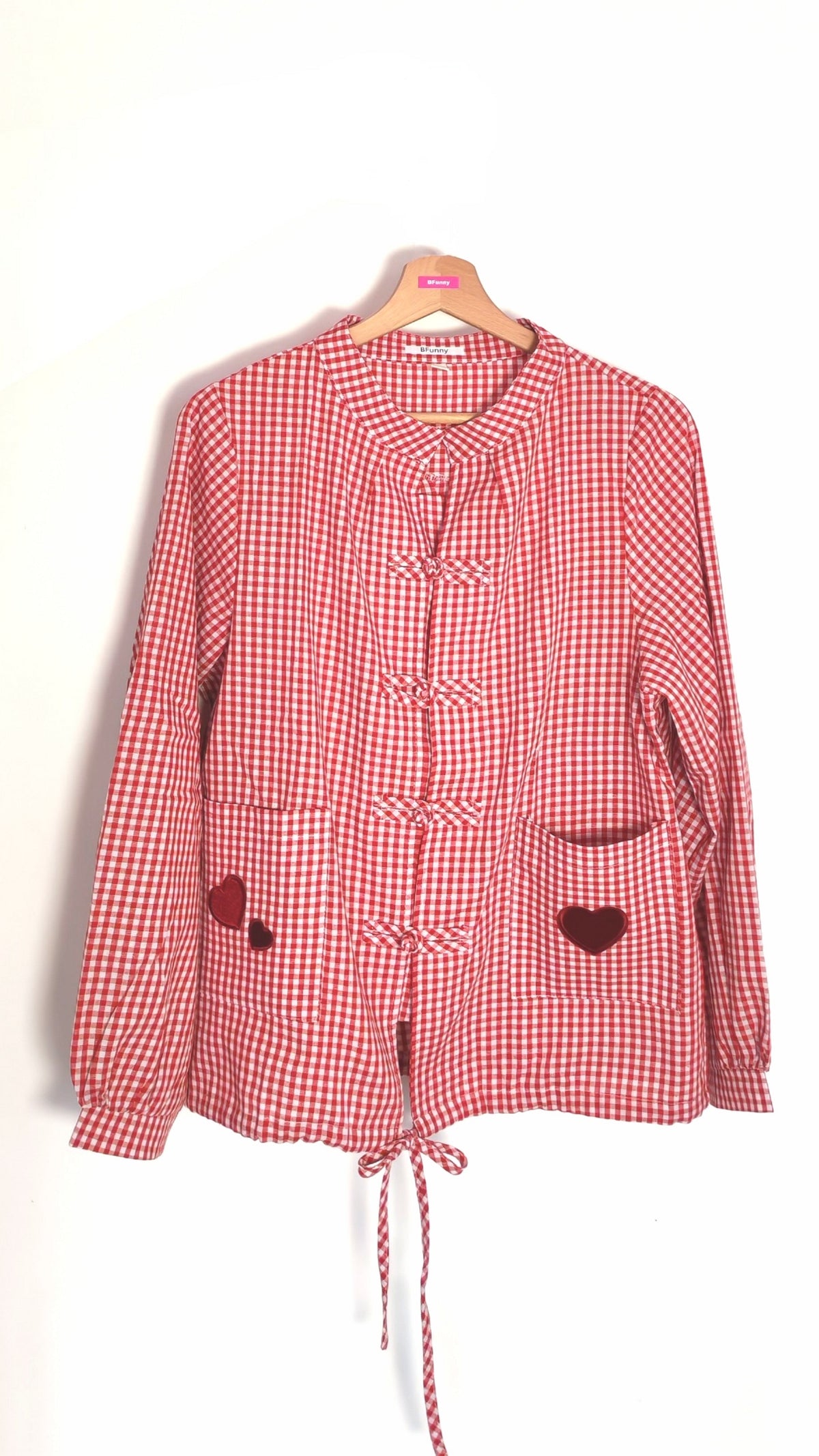 Chemise vichy rouge et blanc avec écussons brodés – BFunny