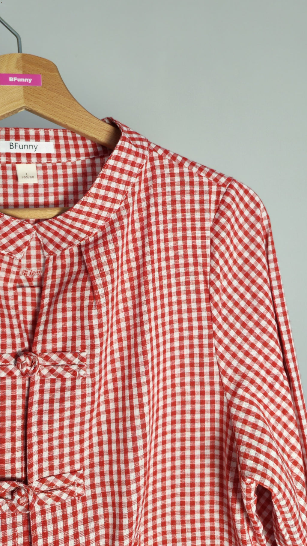 Chemise vichy rouge et blanc avec écussons brodés – BFunny