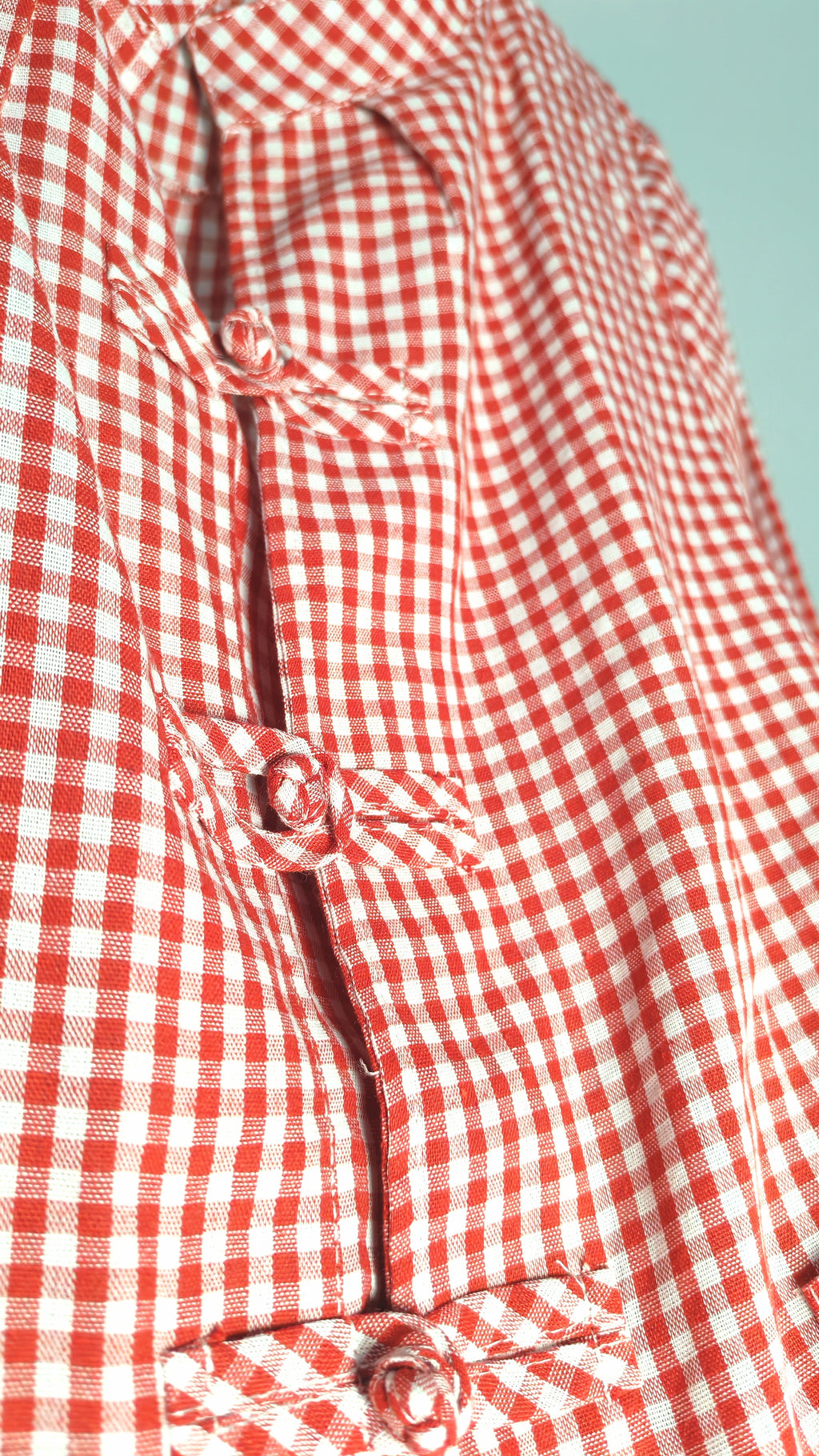 Chemise vichy rouge et blanc avec écussons brodés – BFunny